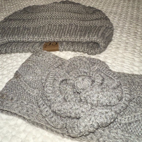 NWOT C.C. Exclusives Adult Cable Knit Beanie & Headband - Dark Gray - Picture 8 of 9